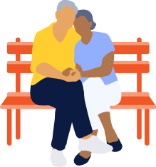 Elderly couple on a bench
