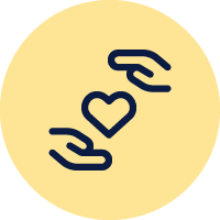 Two hands around heart icon
