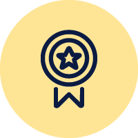 Medal with a star yellow icon