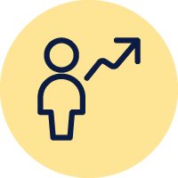 Person and arrow up yellow icon